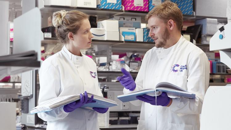 Two researchers working together