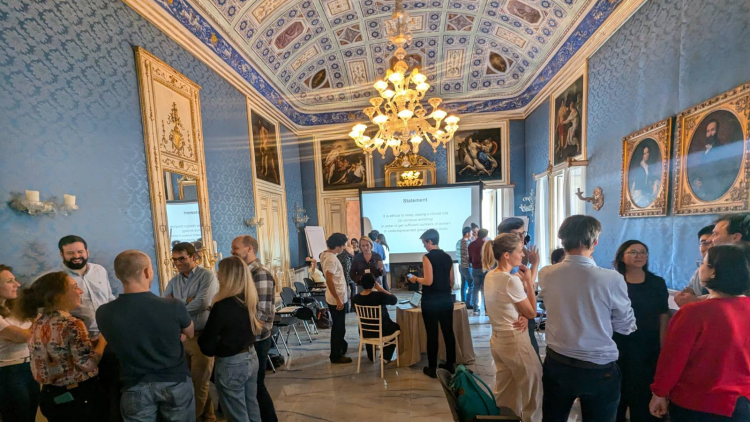 A group of researchers in the Palazzo Borgia del Casale for the Eureka Institute's International Certificate Course in Translational Medicine