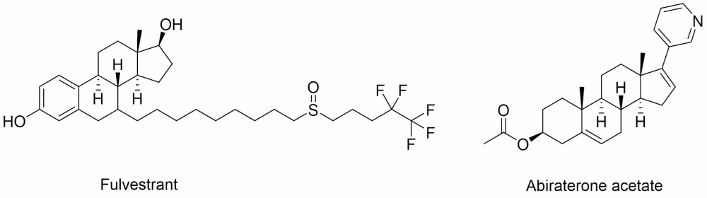 Structural formula of fulvestrant and abiraterone acetate