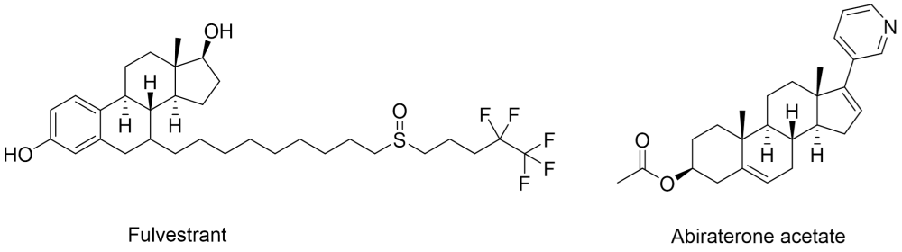 Structural formula of fulvestrant and abiraterone acetate