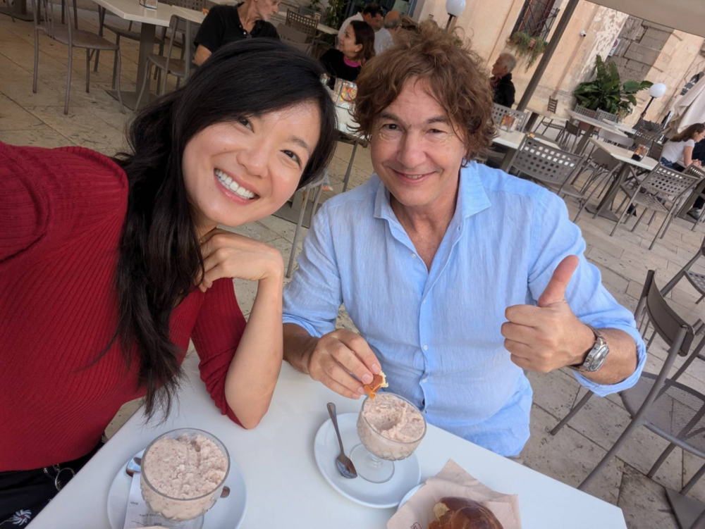 Joy Shih and Salva Albani enjoy a breakfast of granita alla mandorla