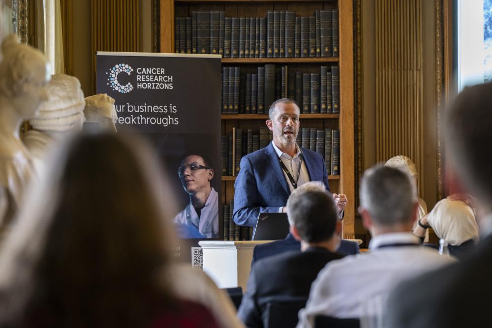 Zach Hornby speaking at the On the Horizon event about ecDNA