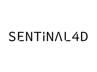 Black and white logo with the word SENTINEL4D in a geometric, sans-serif font